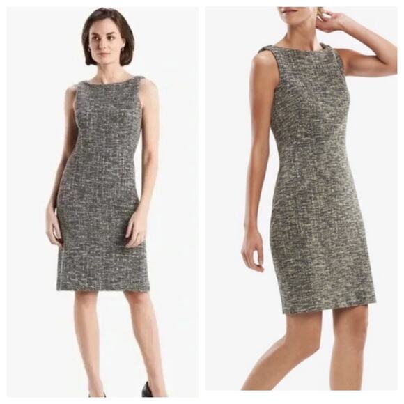 NWT MM Lafleur The Lydia Sheath Dress Boucle Grey/White Sz 10 - Picture 1 of 11
